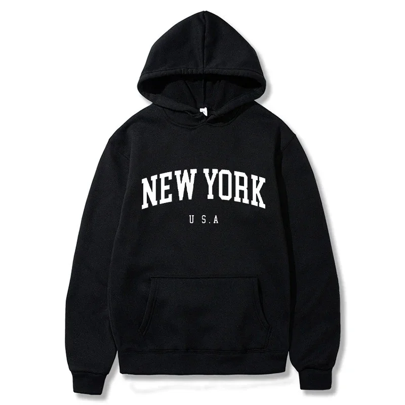 Winter Clothing In New York City - Felpa con Cappuccio a Maniche Lunghe